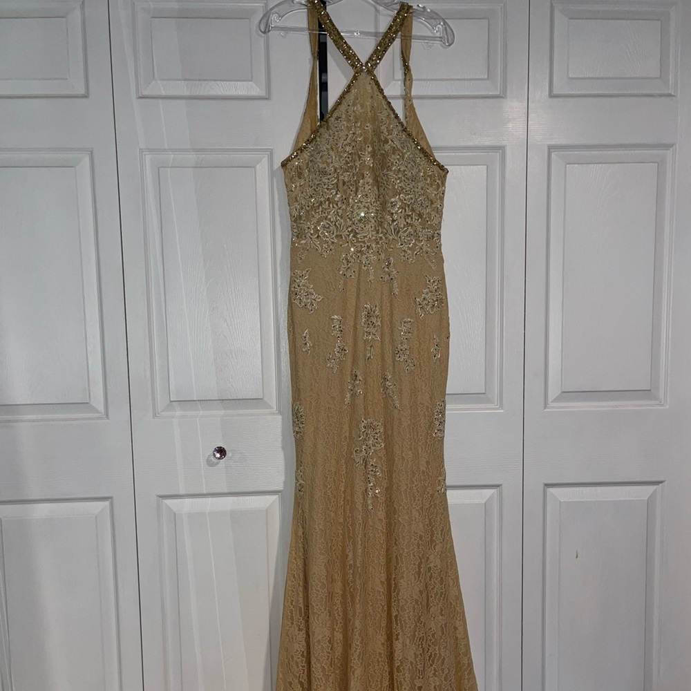 Champagne colored prom dress